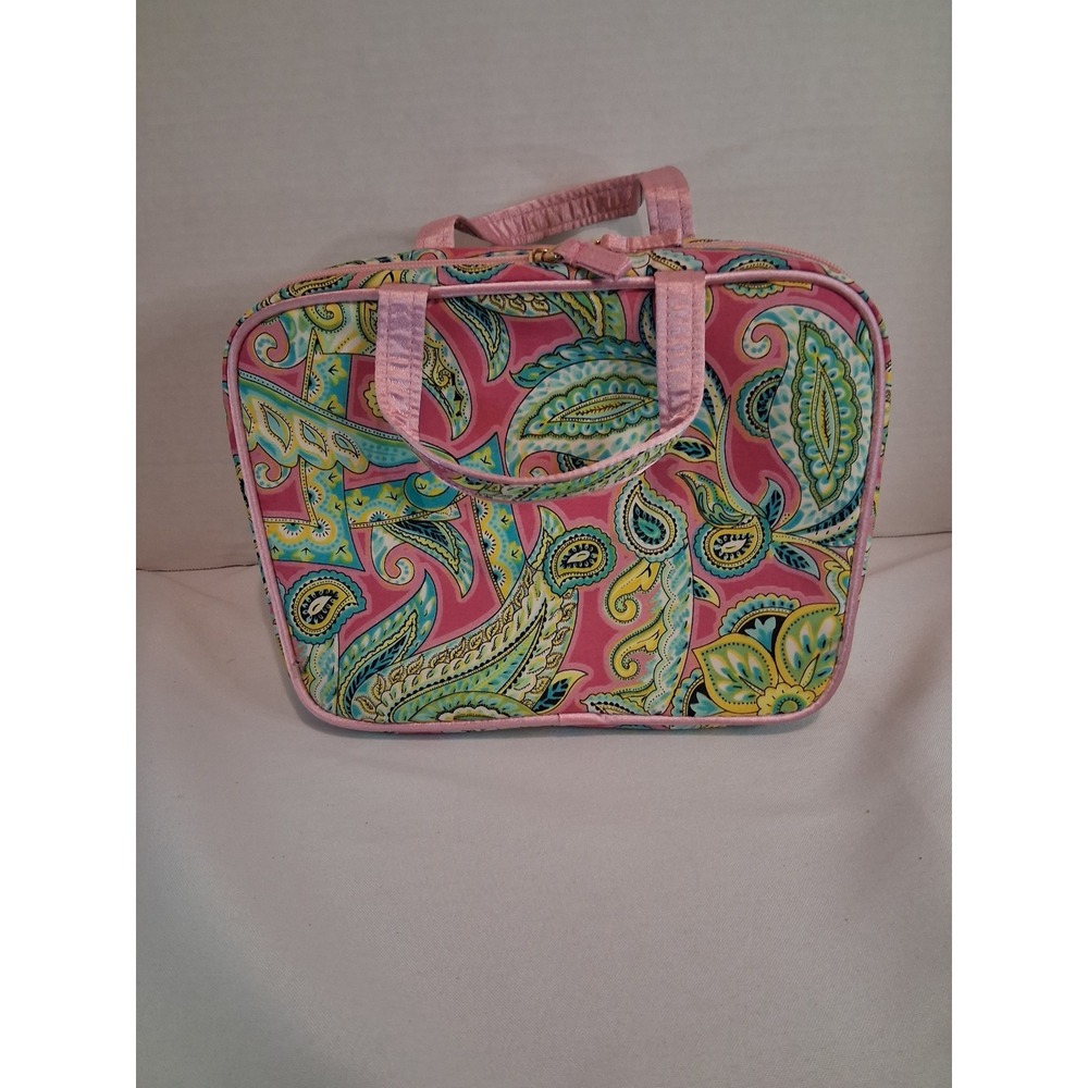 Cosmetic Bag Travel Toiletry Organizer Pink Paisley Makeup Vacation Travel